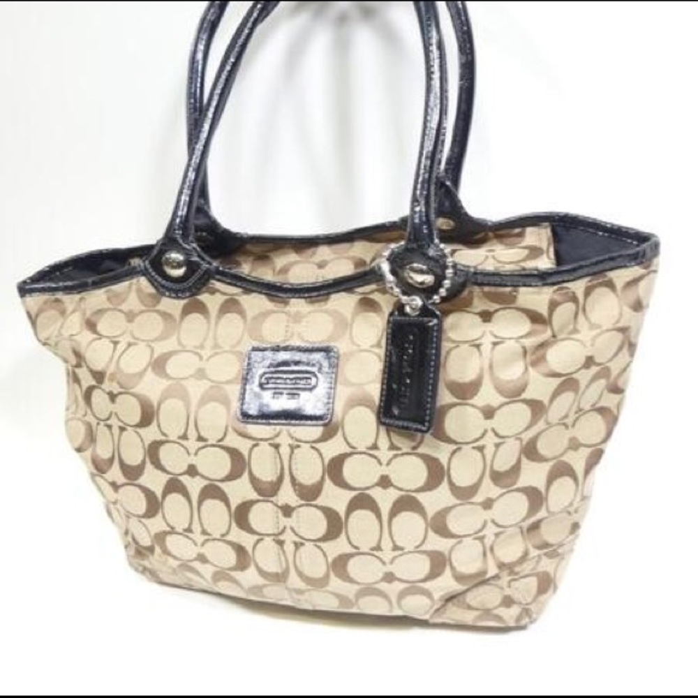 COACH Khaki Signature Textile Handbag Purse